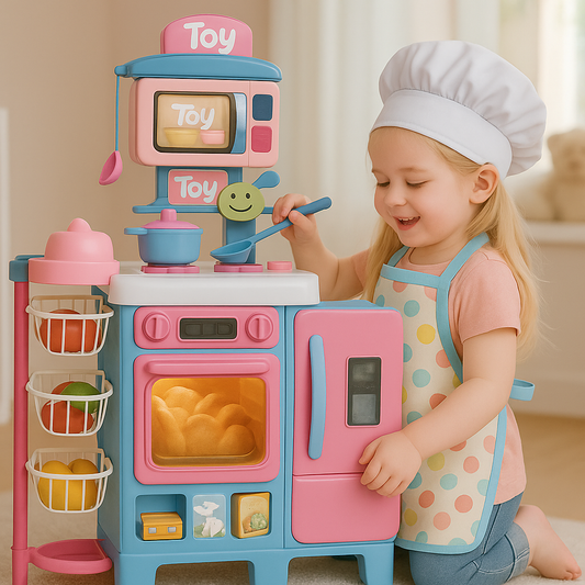 Giocattolo Cucina Grande per Bambina Completa di Frigorifero, Forno, Fornelli, Fruttiera e Rubinetto con Acqua Vera