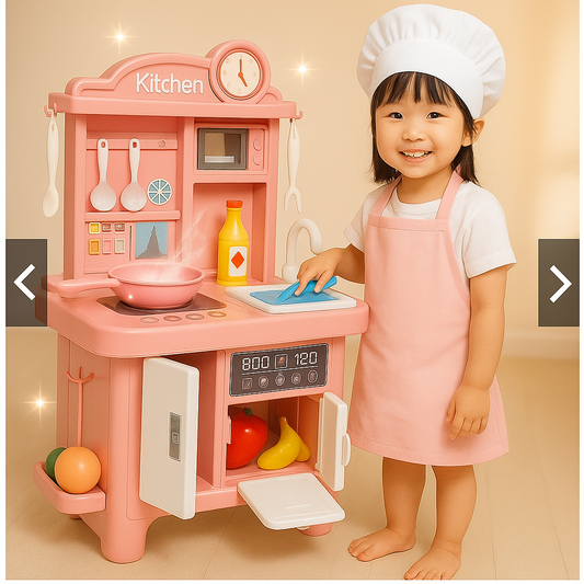 Giocattolo Grande Cucina Rosa Completa con Frigorifero, Forno, Suoni, Luci e 25 Accessori